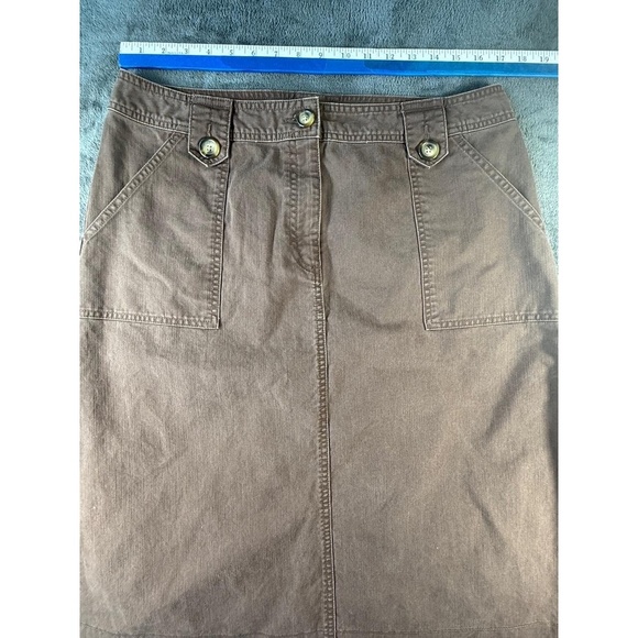 Kim Rogers Womens 12 Brown Denim Skirt Knee Length Button Casual - Picture 1 of 6